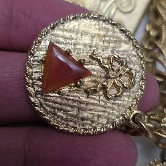 Vintage Gold-Tone Charm Bracelet with Green and Multicolor Gem Accents - Picture 9 of 14